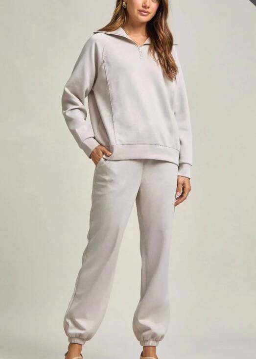 DEAR SCARLETT Other - NEW DEAR SCARLETT half-zip modal jogger lounge set - plus in cloud heather gray